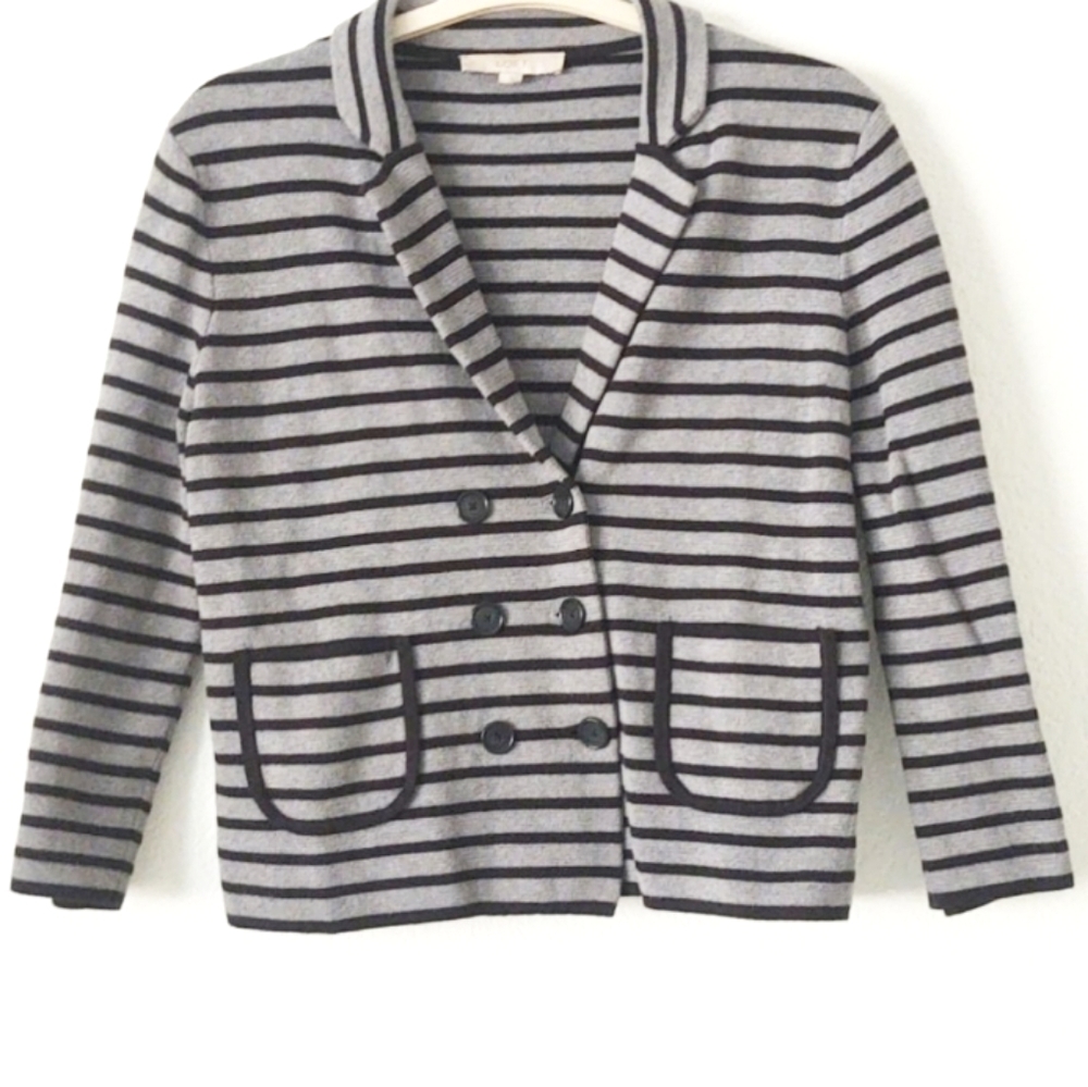 Loft Striped Coat Gray L